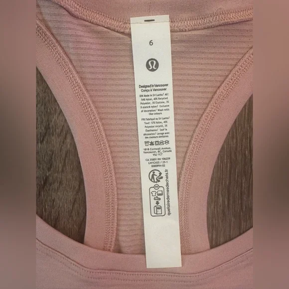 New Lululemon Swiftly Tech Cropped Racerback Tank Top. Pink Haze. Size 6. - Picture 16 of 16